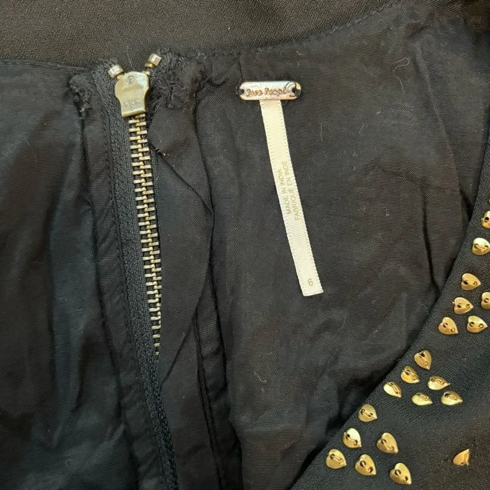 Free People black and gold embellished shift‎ dress size 6